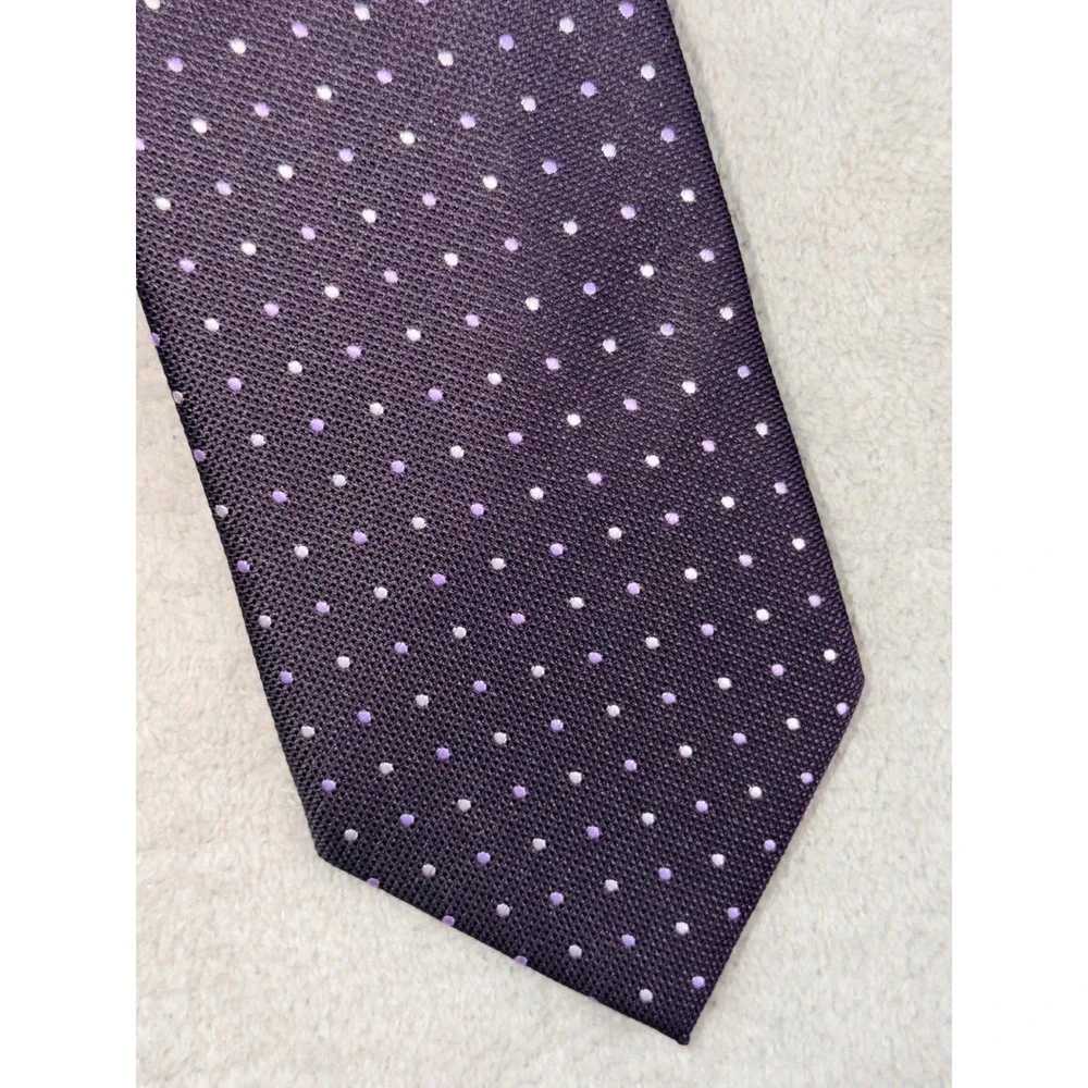 Romano Fiorenti Dark Purple Micro Polka Dot Silk Tie Made in Italy Hand Stitched